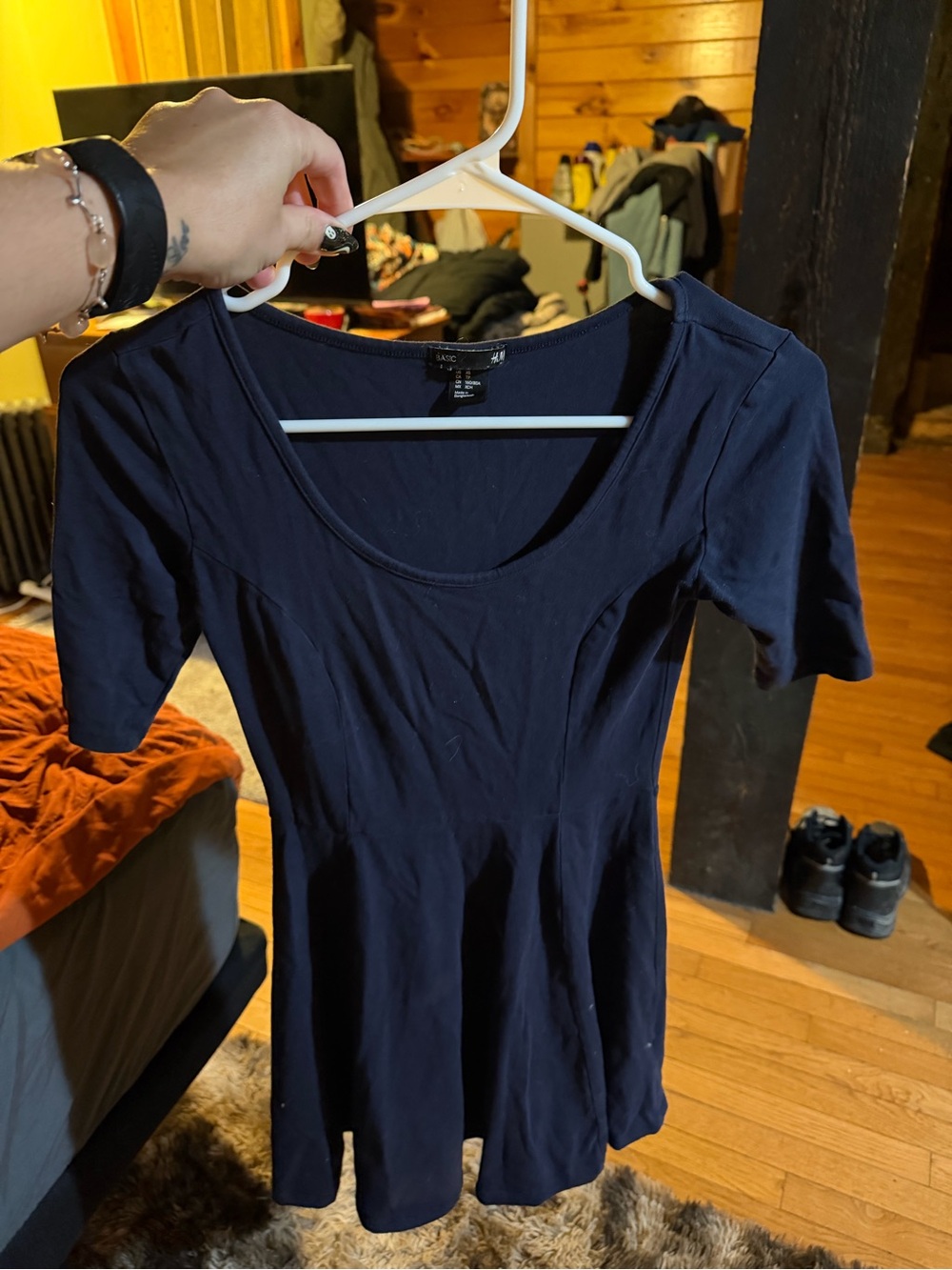H&M Navy Scoop-Neck Midi Dress